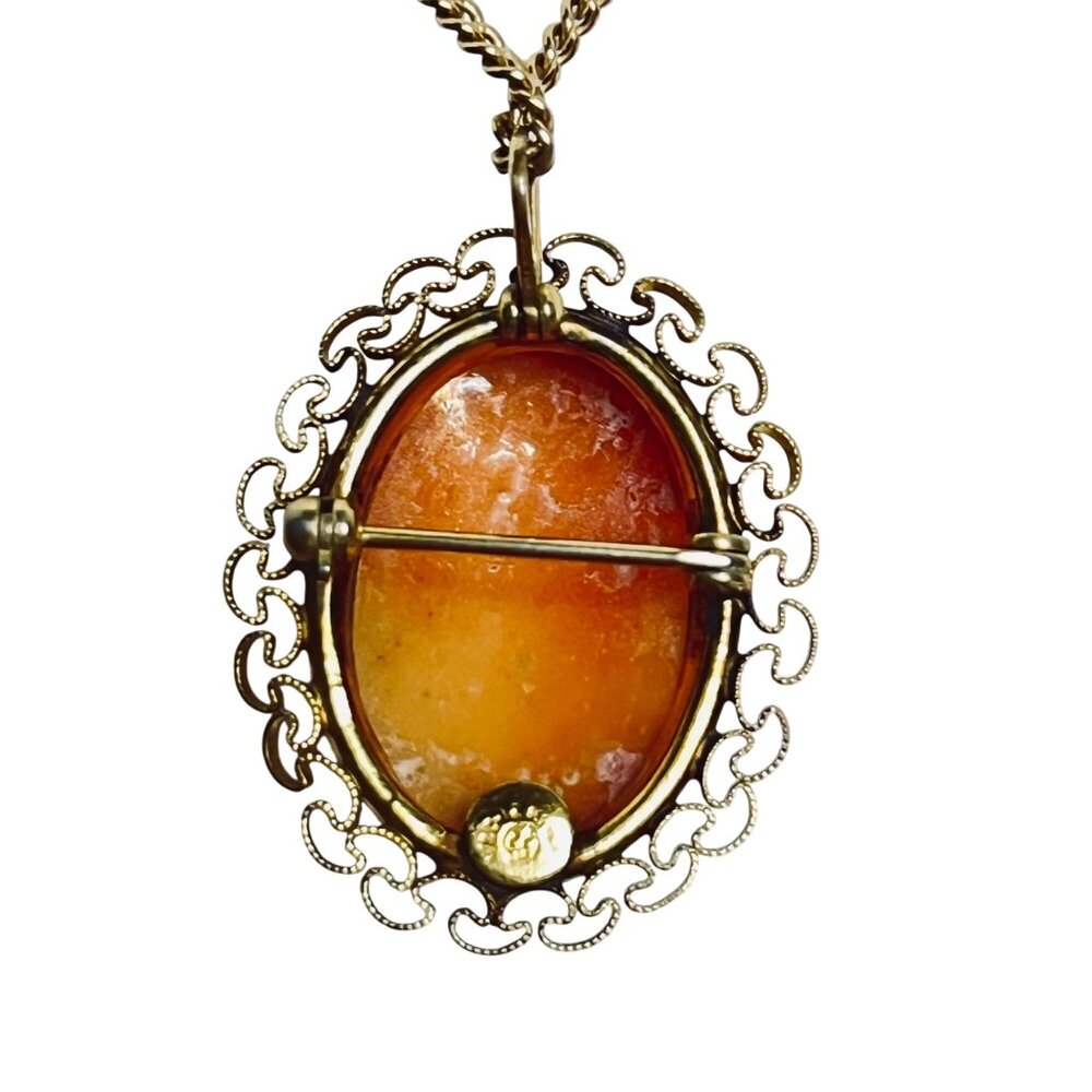 Curtis Creations 1/20 12K Gold Filled Necklace With Carved Cameo Pendant (5874) - Picture 3 of 5